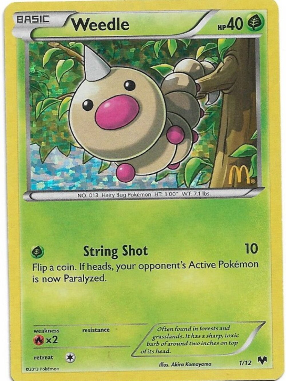 Pokemon Weedle 1/12 McDonald's Collection 2013 Holo LP